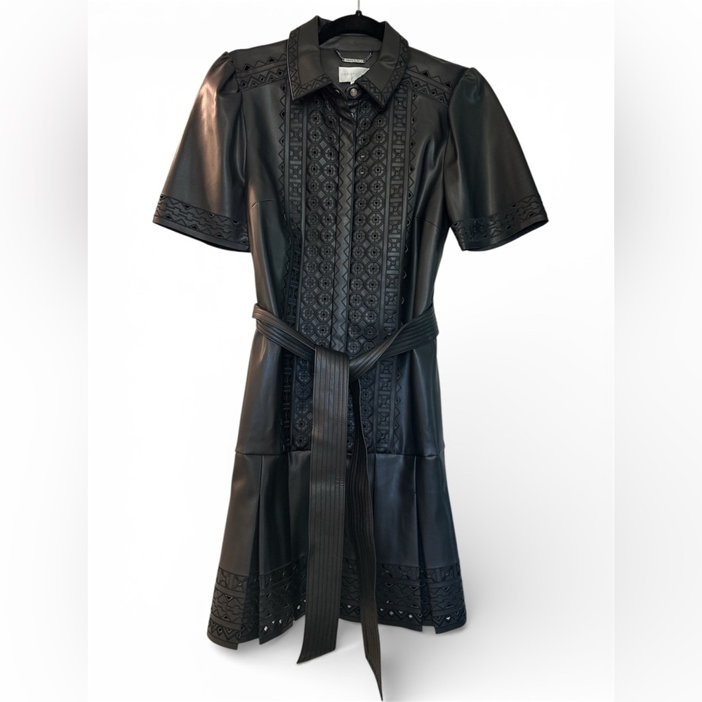 Black Leather Christy Lynn Dress with Belt